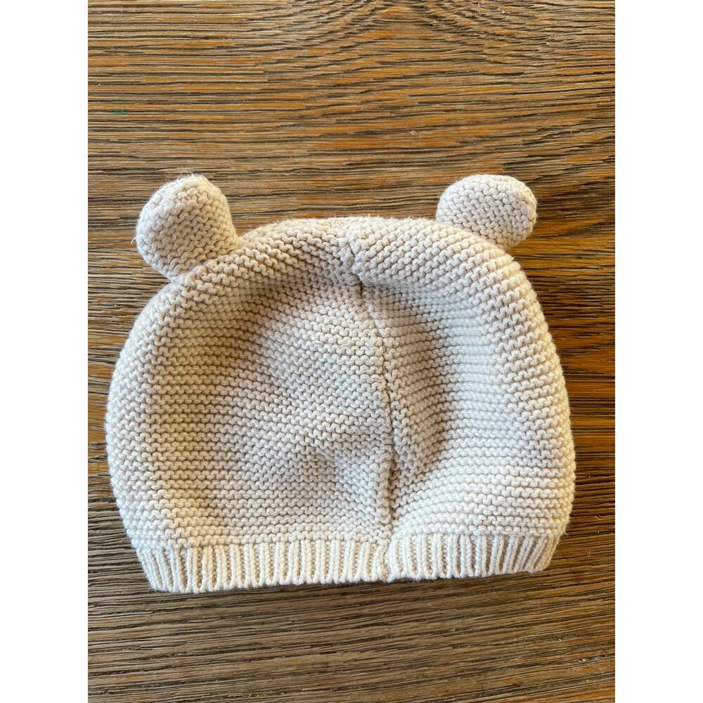 Baby GAP Knit Beanie Hat with Bear Ears Neutral Cream Infant - Picture 3 of 4